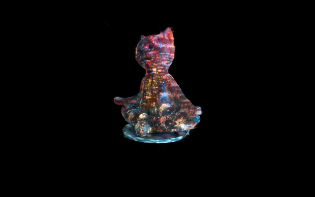 A cat statue with an animated shader effect