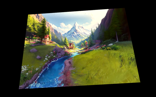 A valley scene with a colour grade and corner pin